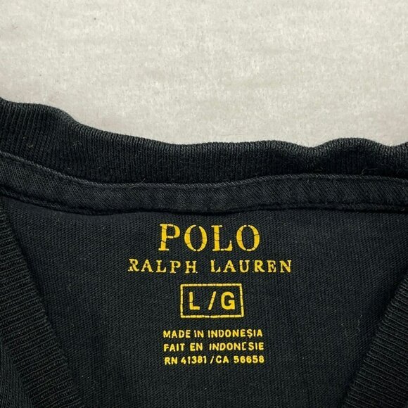 Polo Ralph Lauren T-Shirt Men’s Sz L Black V Neck Short Sleeve Embroidered Logo - Picture 9 of 10